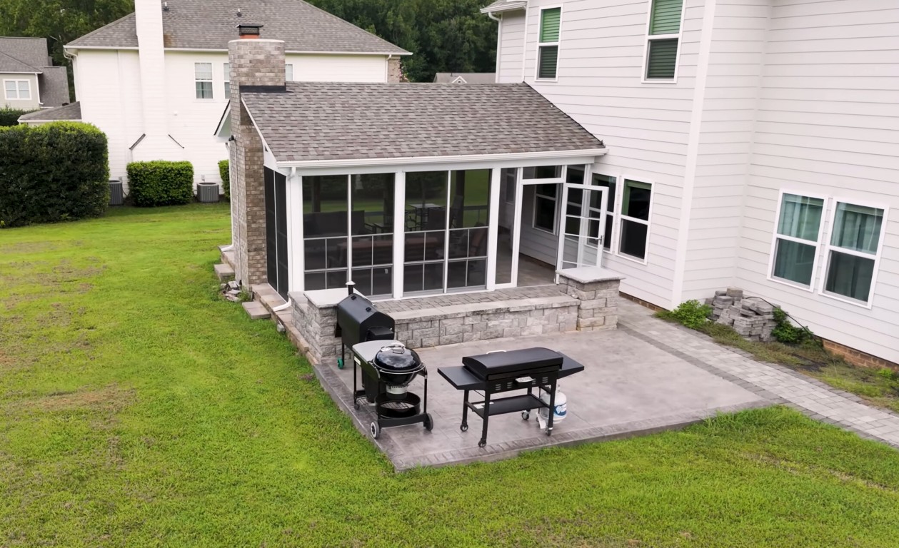 Completed sunroom addition showing added living space in Tracy home